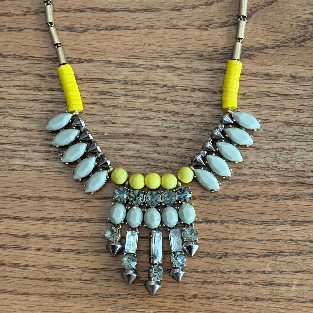 J.Crew | Yellow and Taupe Statement Necklace | 22” Length